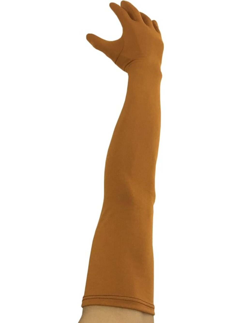Women's Brown Stretchable Arm Sleek Cosplay Costume Elbow Length Spandex Gloves